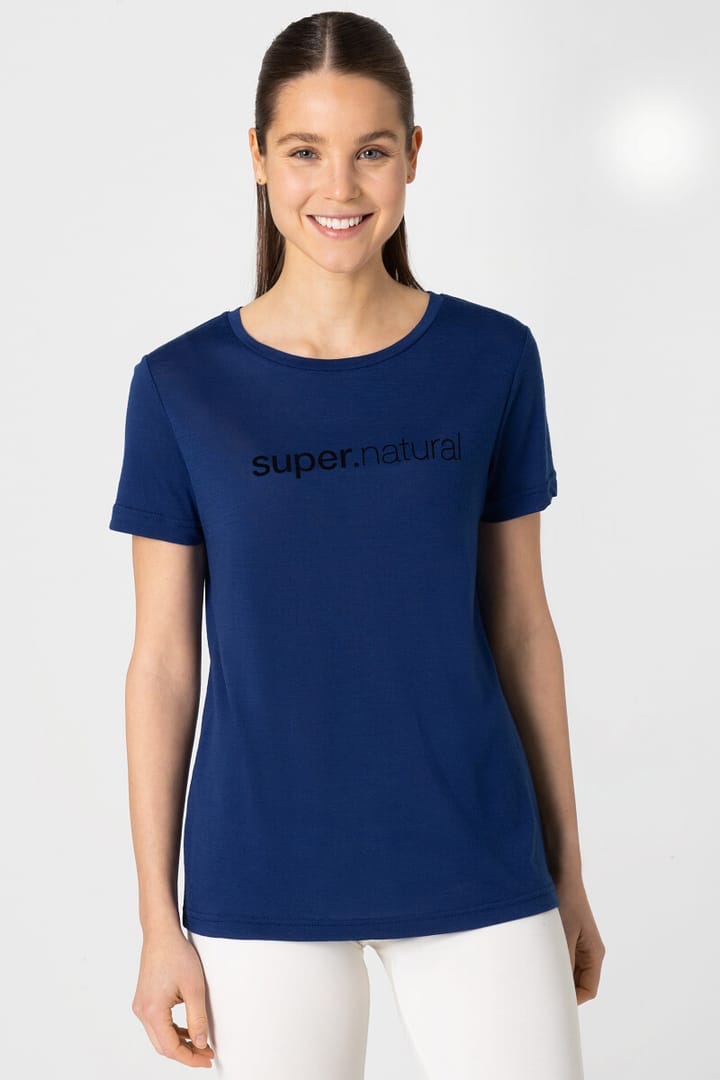 super.natural Women's 3D Signature Tee Blue Depths/Jet Black super.natural