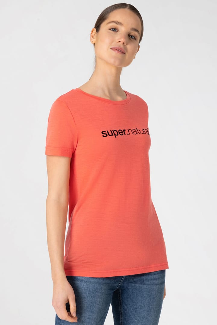 super.natural Women's 3D Signature Tee Living Coral/Jet Black super.natural