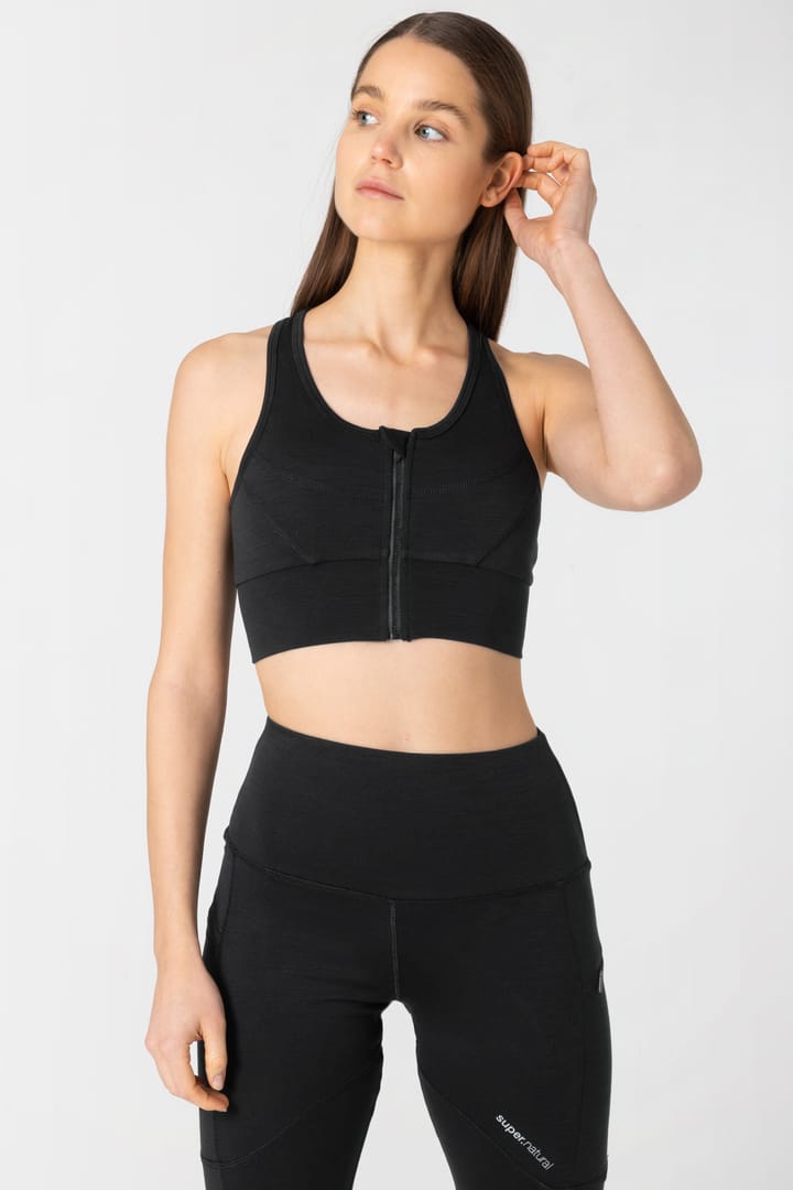 super.natural Women's Motion Zip Top Jet Black super.natural
