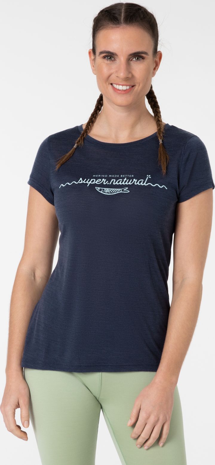 super.natural Women's Sarda Tee Blue Iris Melange/Cloud Blue super.natural