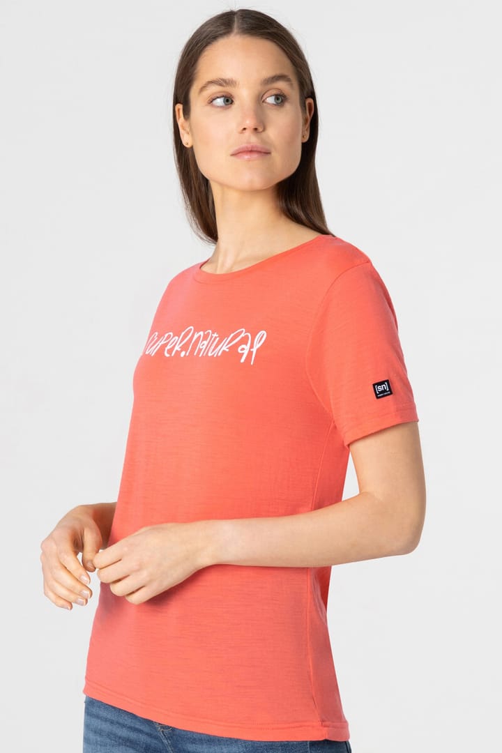 super.natural Women's Signature Tee Living Coral/Fresh White super.natural