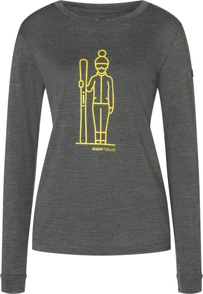 super.natural Women's Skianto Long Sleeve Pirate Grey Melange/Gold super.natural