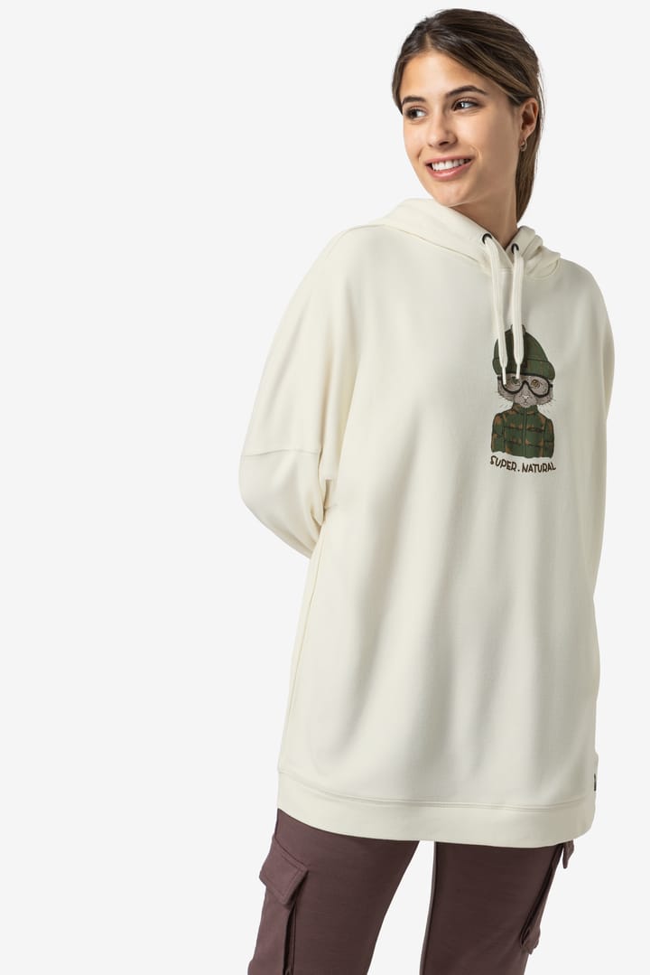 super.natural Women's Snow Cat Hoodie Fresh White/Various super.natural