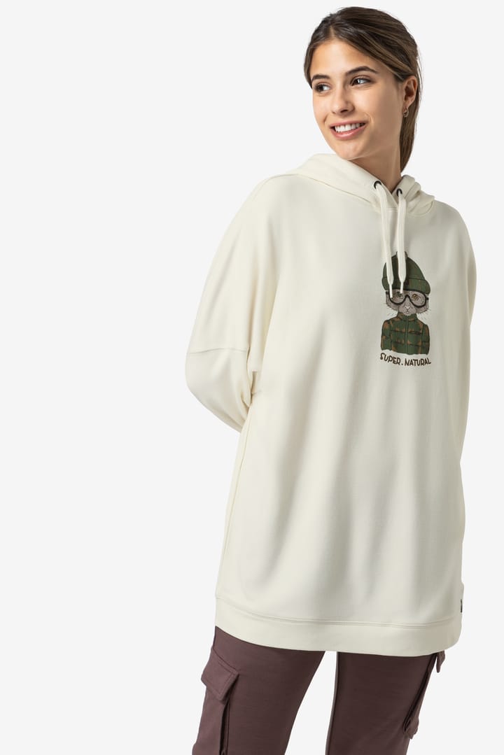 Women's Snow Cat Hoodie Fresh White/Various super.natural