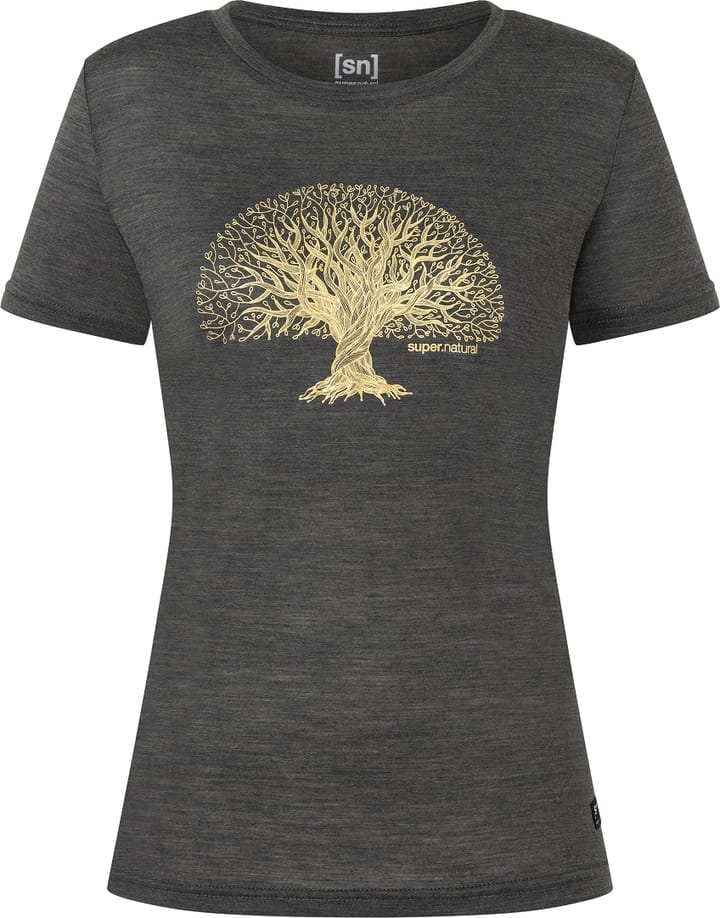 Women's Tree Of Knowledge Tee Pirate Grey Melange/Gold super.natural