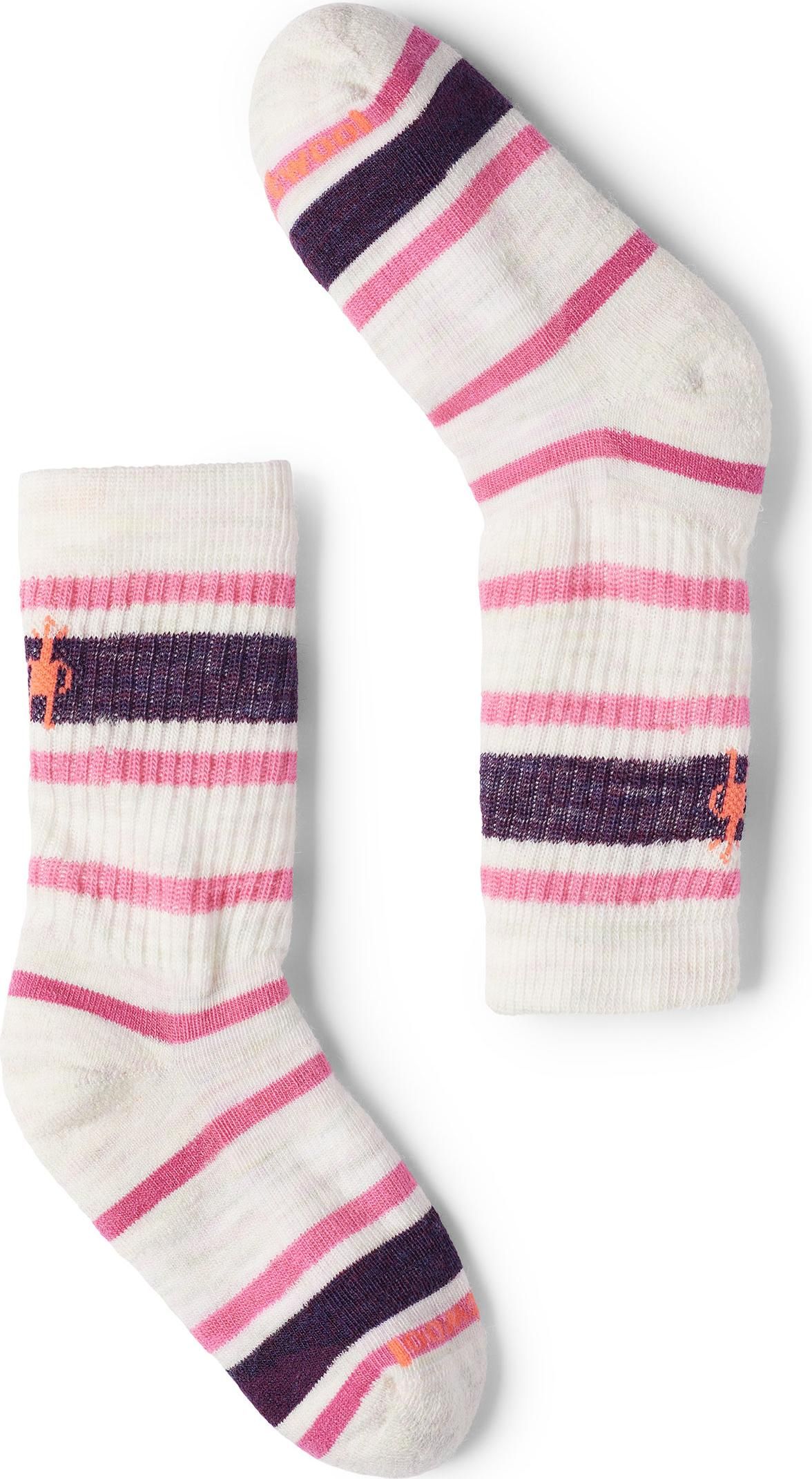Smartwool Kids' Hike Light Cushion Striped Crew Socks Moonbeam