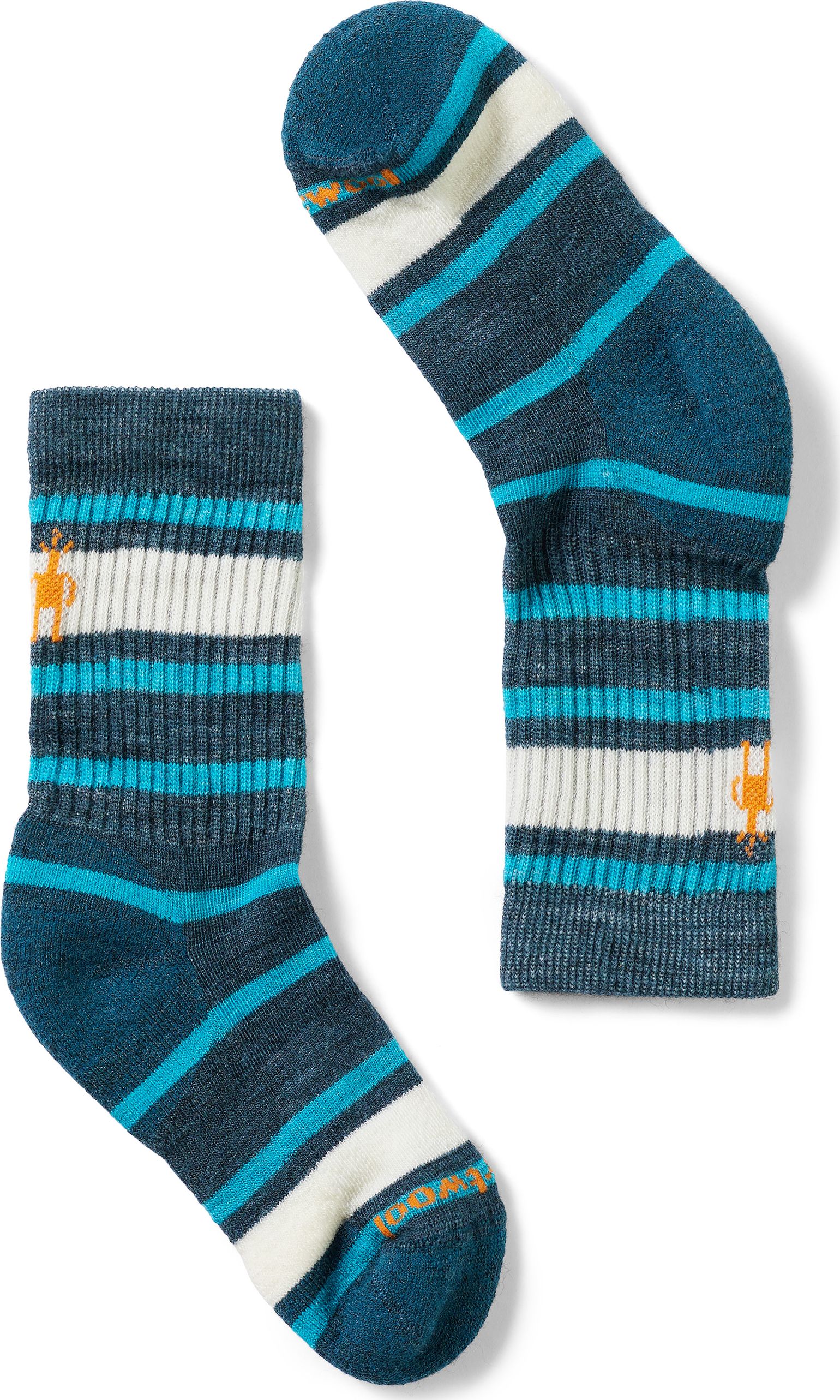 Smartwool Kids' Hike Light Cushion Striped Crew Socks Twilight Blue