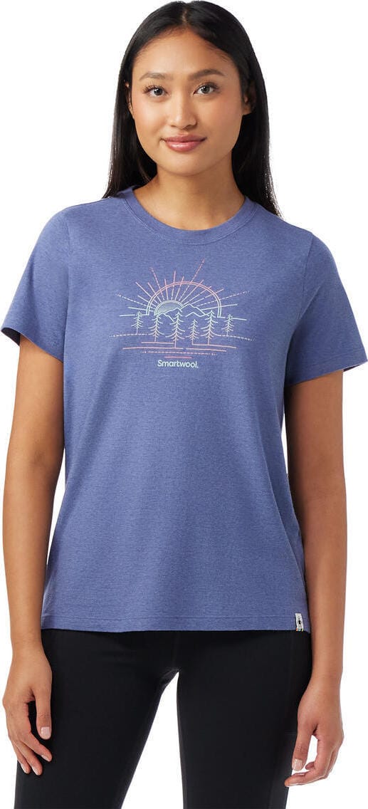 Smartwool Women's Mountain Sol Short Sleeve Graphi Nightfall Blue Smartwool