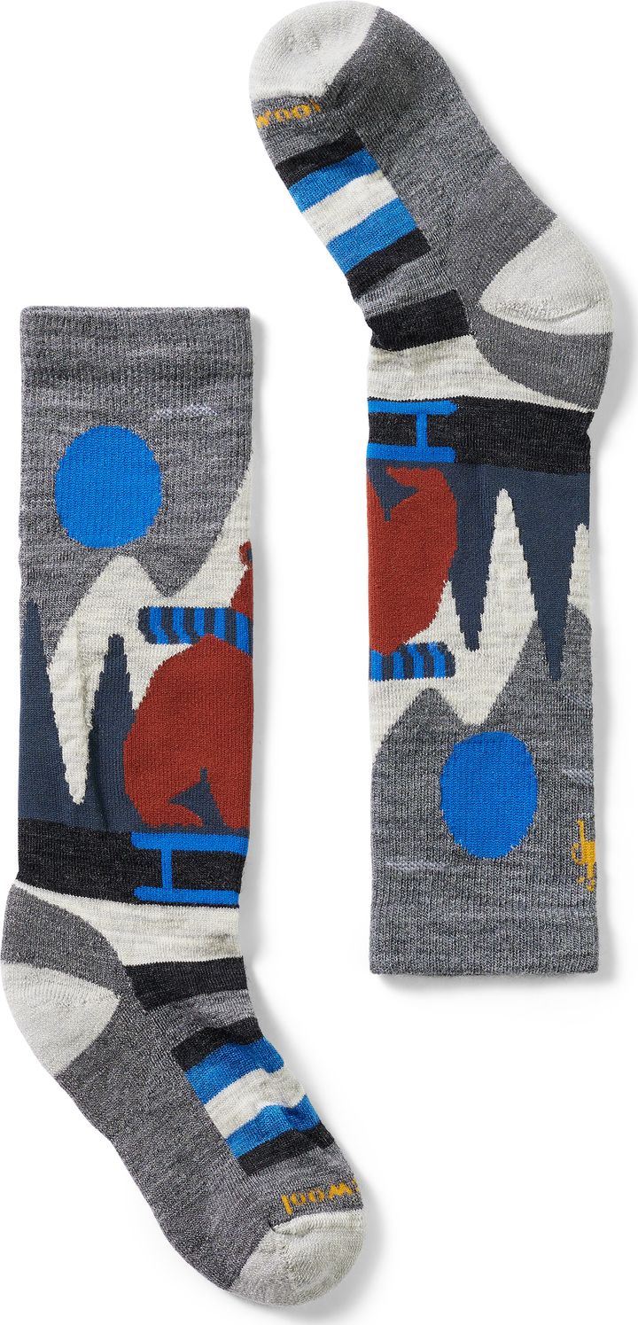 Smartwool Kids' Ski Light Cushion Sleigh Bear Pattern OTC Socks Medium Gray Smartwool