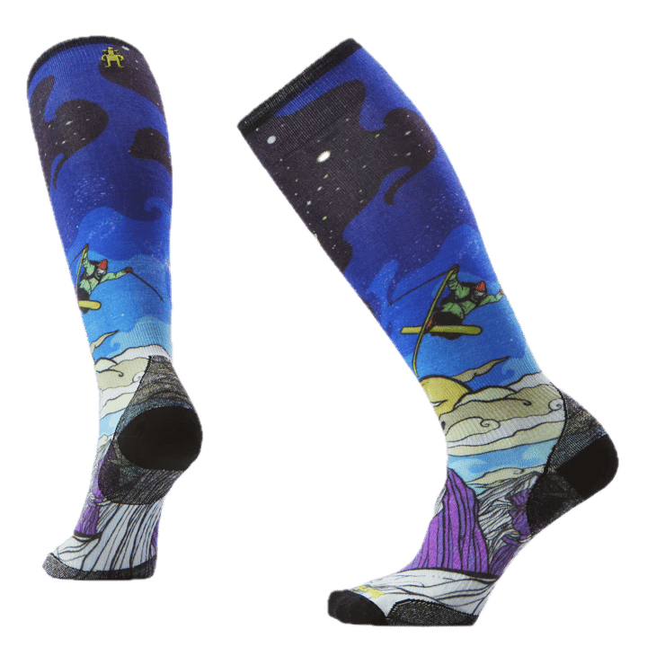 Smartwool Women'S Ski Zero Cushion Galactic Ski Print Otc Socks﻿ Deep Navy Smartwool