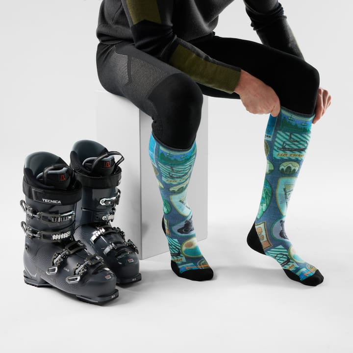 Smartwool Unisex Ski Targeted Cushion Explorer Print OTC Socks Deep Navy Smartwool