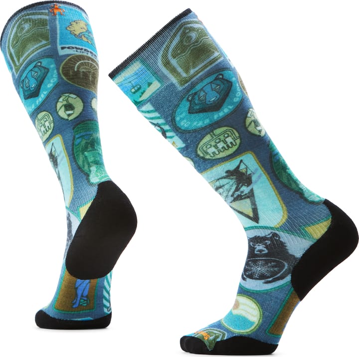 Smartwool Unisex Ski Targeted Cushion Explorer Print OTC Socks Deep Navy Smartwool