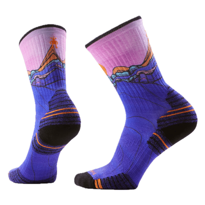 Smartwool Women’S Hike Targeted Cushion Mountain Sunrise Print Crew Socks Deep Navy Smartwool