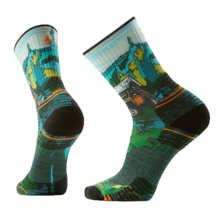 Smartwool Hike Targeted Cushion Trail Trekker Print Crew Socks Winter Moss Smartwool