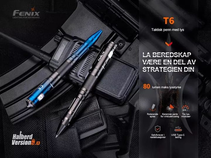 Fenix Fenix T6 Taktisk Lyspenn Sort Oppladbar Multifunksjonell Taktisk Penn Fenix Fenix Fenix T6 Taktisk Lyspenn Sort Oppladbar Multifunksjonell Taktisk Penn Fenix