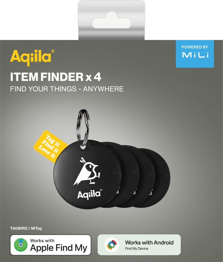 Aqiila Tagbird: Item finder 4-Pack Black Aqiila