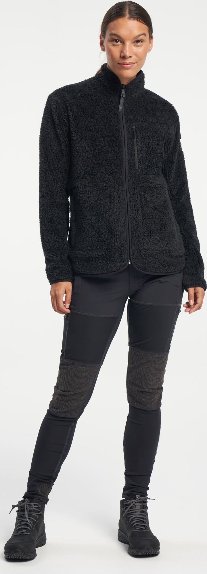 Women's Thermal Pile Zip Jacket Black Tenson