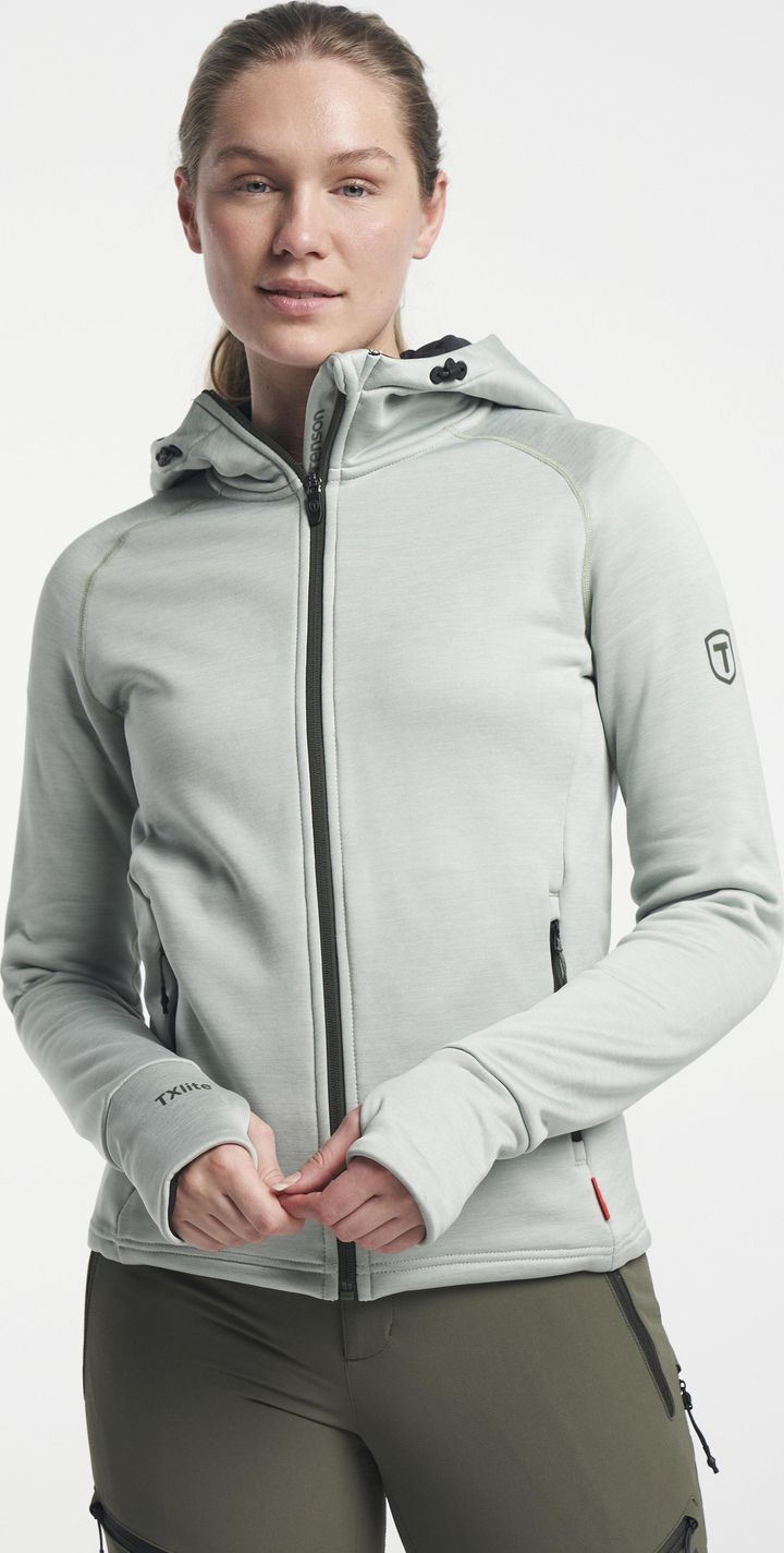 Women's TXlite Hoodie Zip Grey Green Tenson