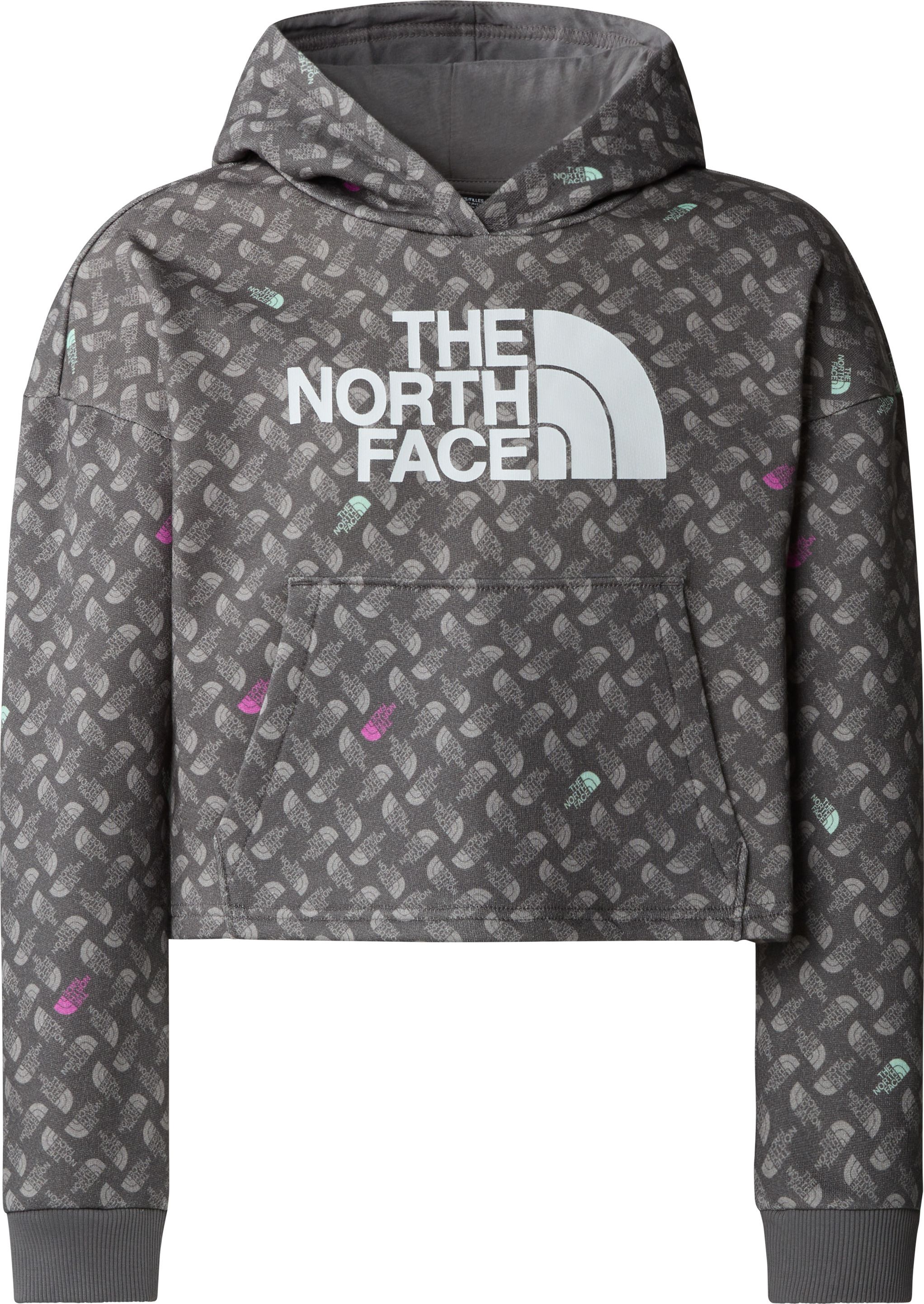 The North Face Girls' Light Drew Peak Printed Hoodie Smoked Pearl TNF Shadow
