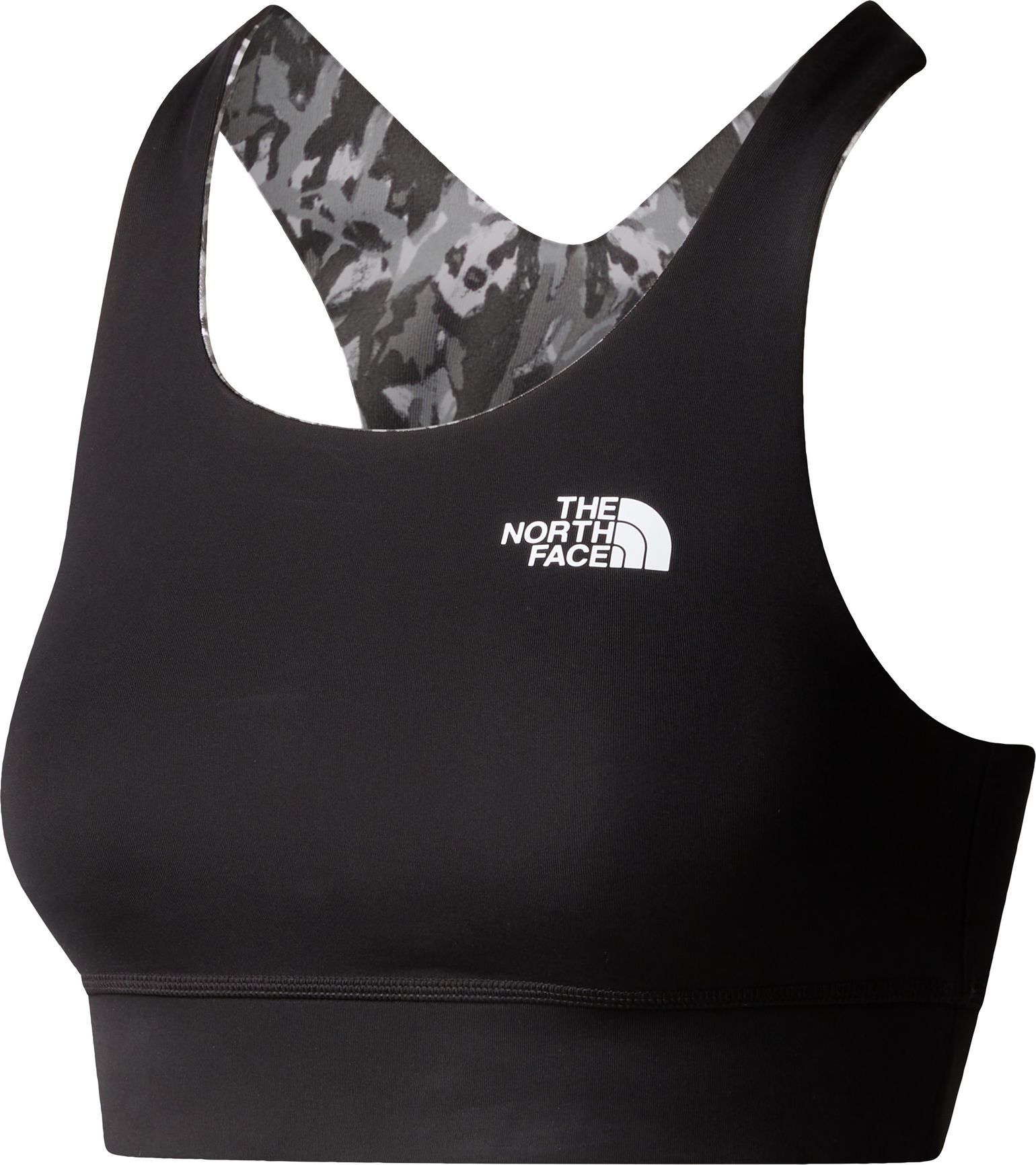 The North Face Women's Flex Printed Bra Asphalt Grey Abstract L