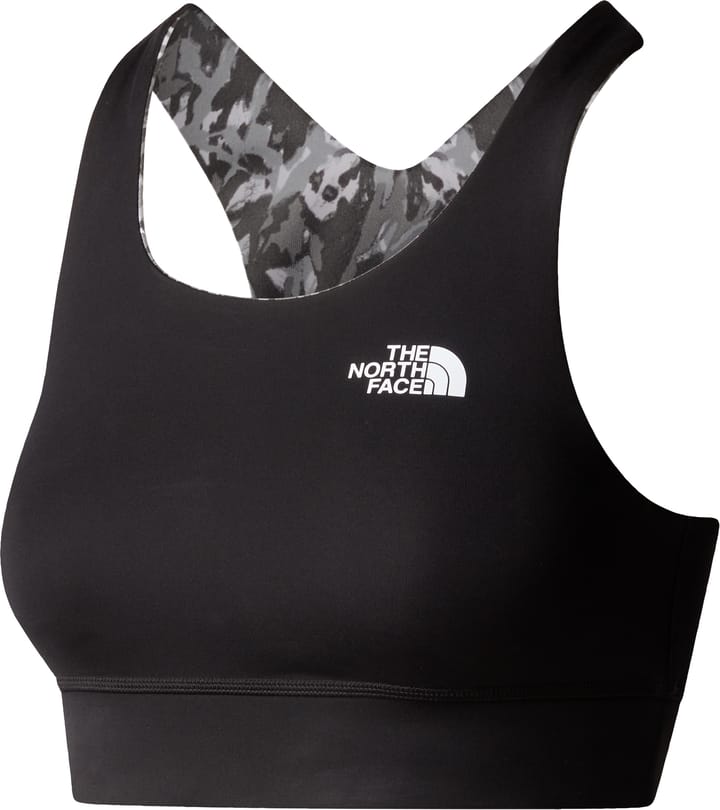 The North Face Women's Flex Printed Bra Asphalt Grey Abstract Lightning Print The North Face