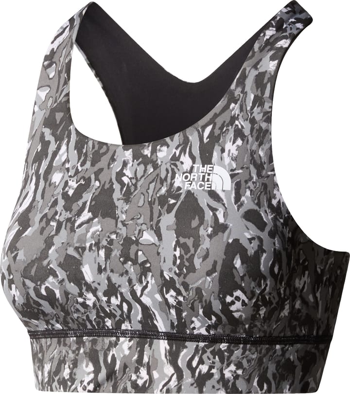 The North Face Women's Flex Printed Bra Asphalt Grey Abstract Lightning Print The North Face