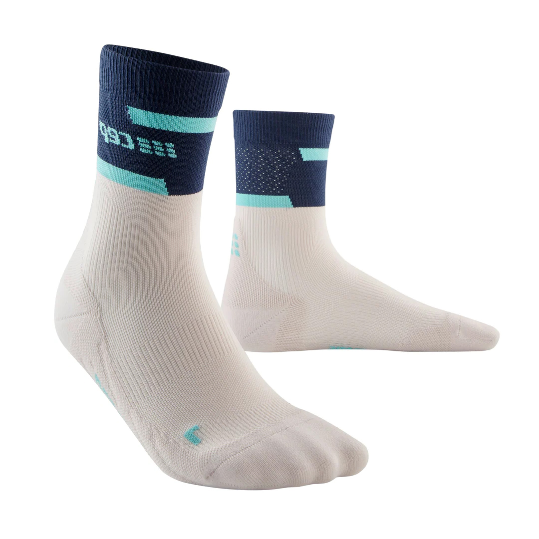 CEP Men's The Run Socks, Mid Cut Blue/Off White 45-48, Blue/Off White