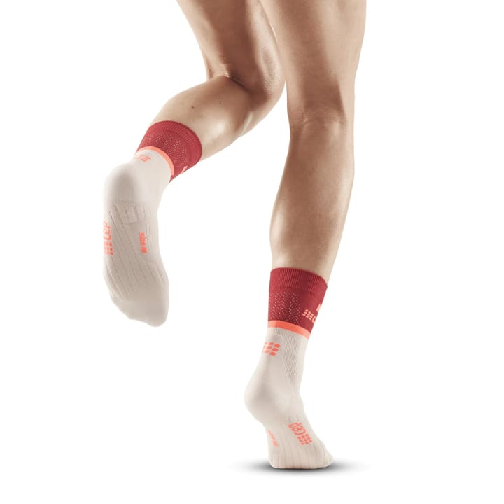 CEP Women's Run Compression Mid Cut Socks 4.0 Red/Off White CEP