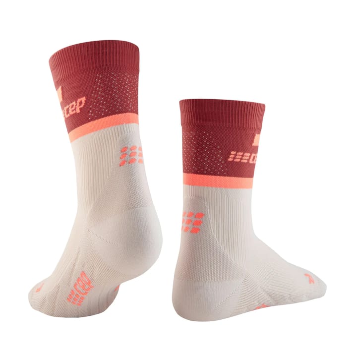 CEP Women's The Run Socks, Mid Cut Red/Off White CEP