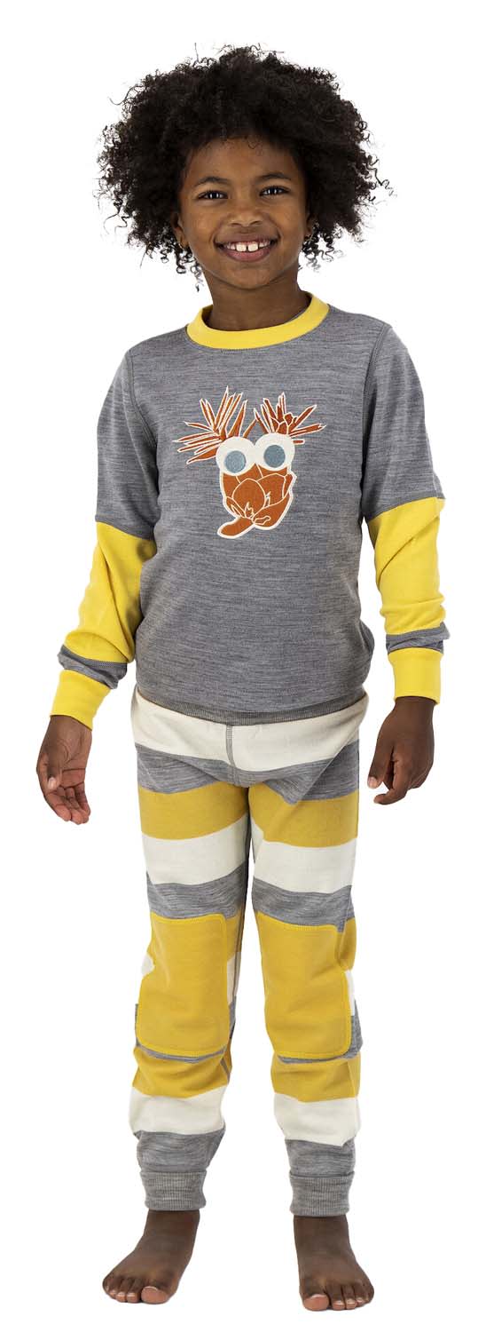 Ulvang Kids' Piny Graphic Sweater Grey Melange/Misted Yellow Ulvang