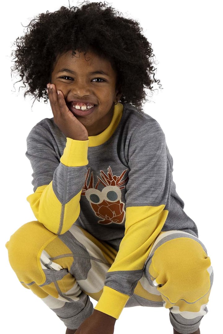 Ulvang Kids' Piny Graphic Sweater Grey Melange/Misted Yellow Ulvang