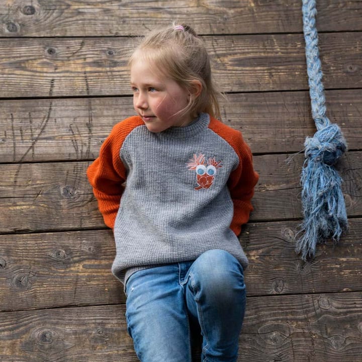 Ulvang Kids' Piny Warm Round Neck Grey Melange/Mango Ulvang Ulvang Kids' Piny Warm Round Neck Grey Melange/Mango Ulvang