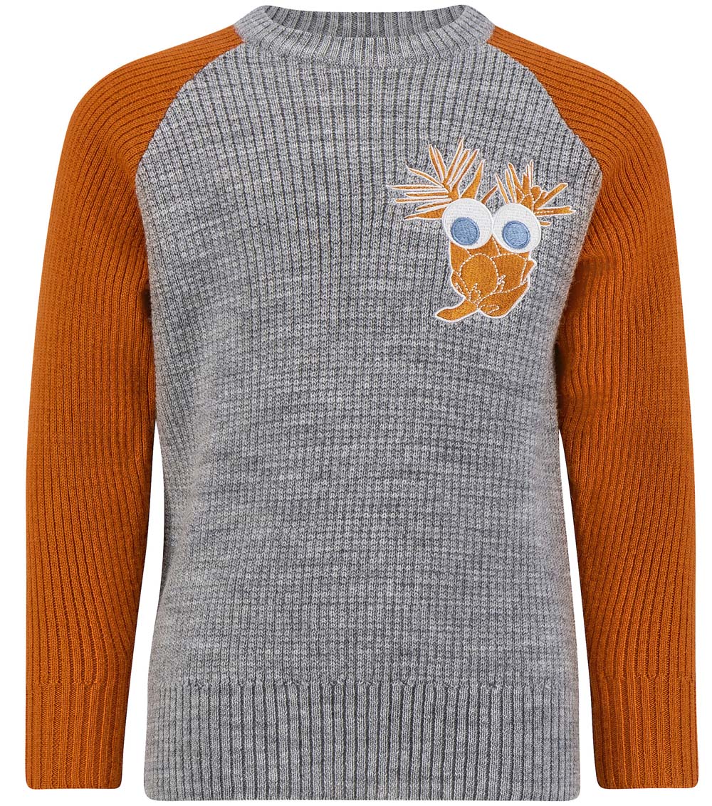 Ulvang Kids' Piny Warm Round Neck Grey Melange/Mango Pitkähihaiset urheilupaidat 122