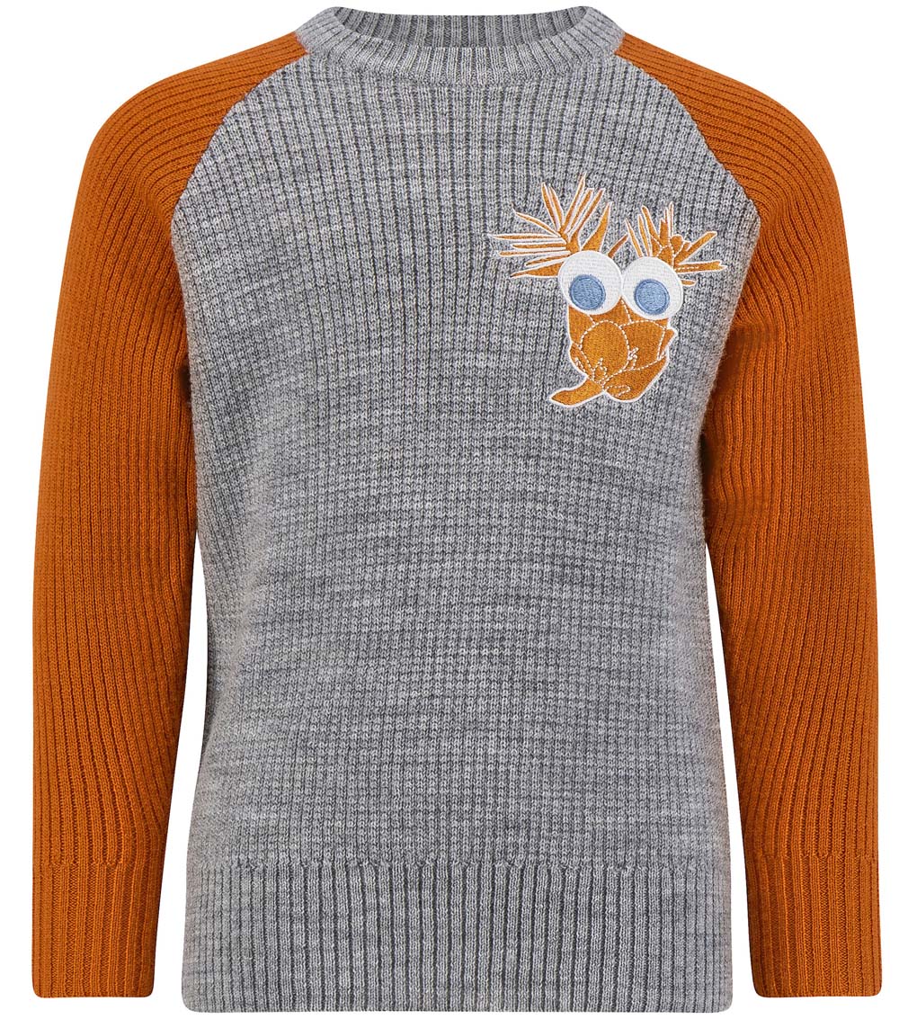 Ulvang Kids’ Piny Warm Round Neck Grey Melange/Mango