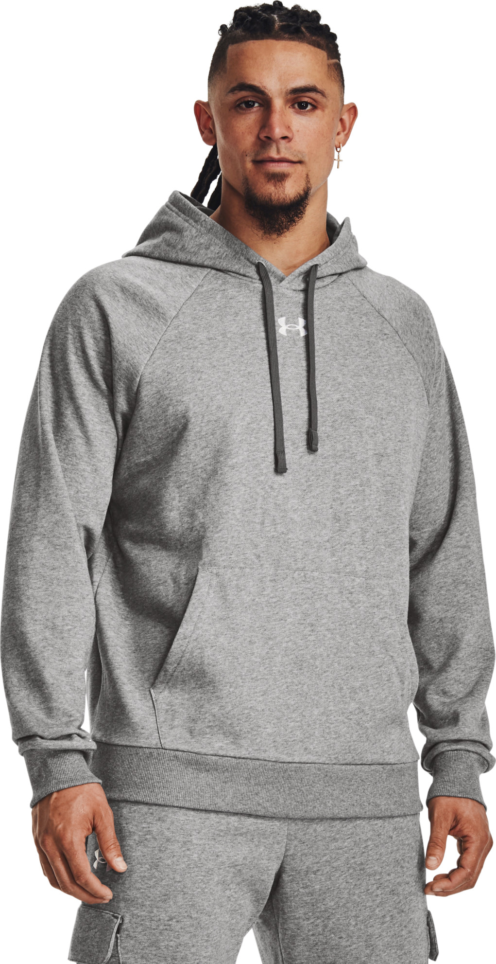 Under Armour Men's UA Rival Fleece Hoodie Castlerock Light Heather Långärmade vardagströjor XXL