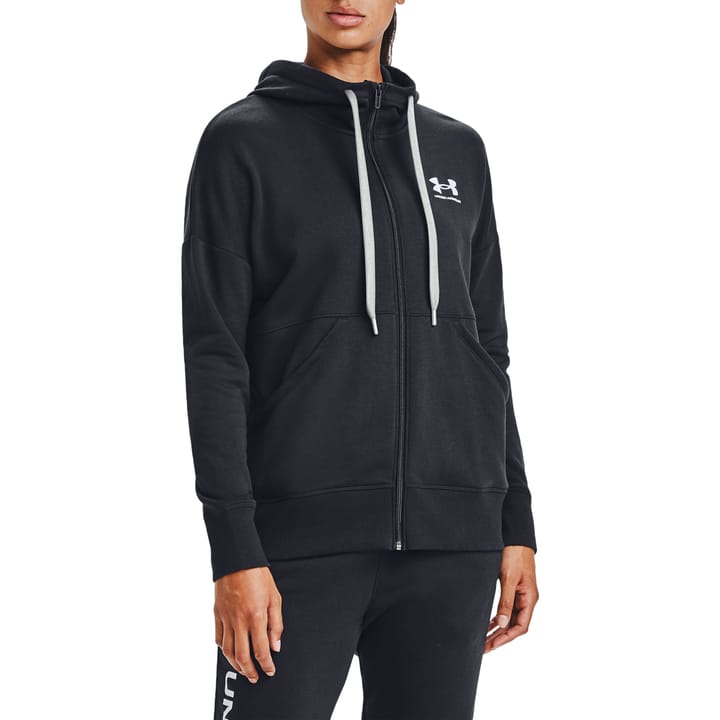 Women's Rival Fleece FZ Hoodie Black/White/White Under Armour