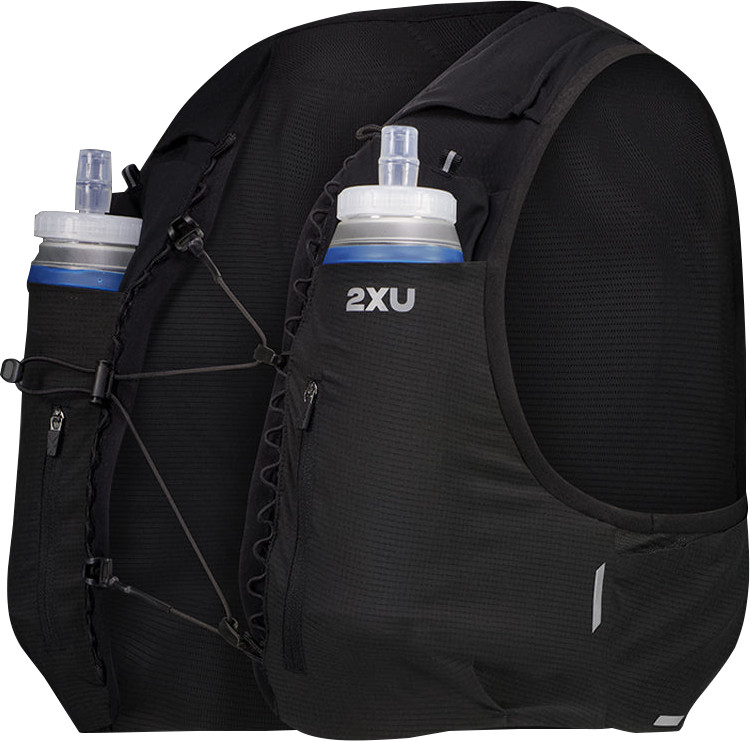 2XU Run Hydration Vest Black/silver Reflective Träningsryggsäckar S