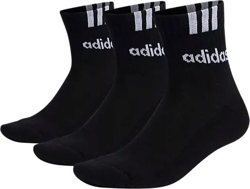 Adidas 3-Stripes Linear Half-Crew Cushioned Socks 3 Pairs   Black/white