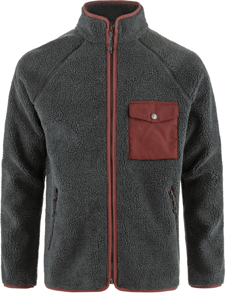 Fjällräven Men's Vardag Pile Fleece Dark Grey/Maroon Fjällräven
