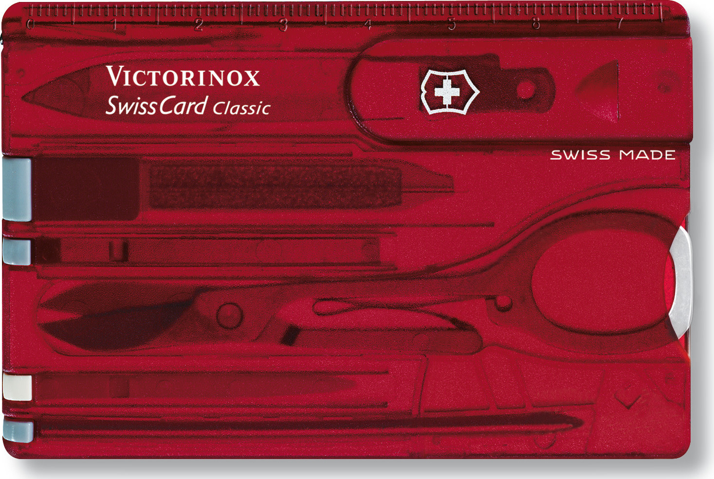 Victorinox Swiss Card Classic Red Transparent Multiverktyg One Size