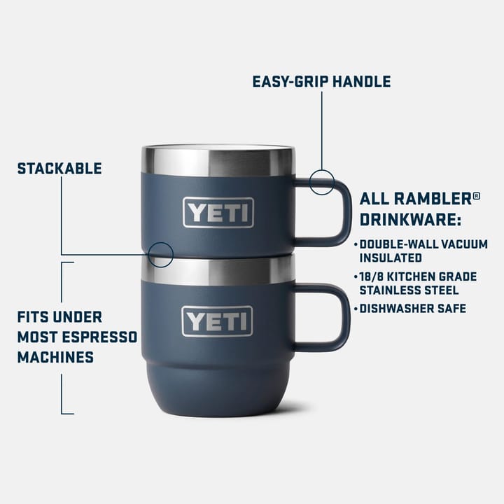 Yeti Rambler 6oz (177ml) Stackable Mugs with DuraSip Ceramic Lining Navy Yeti