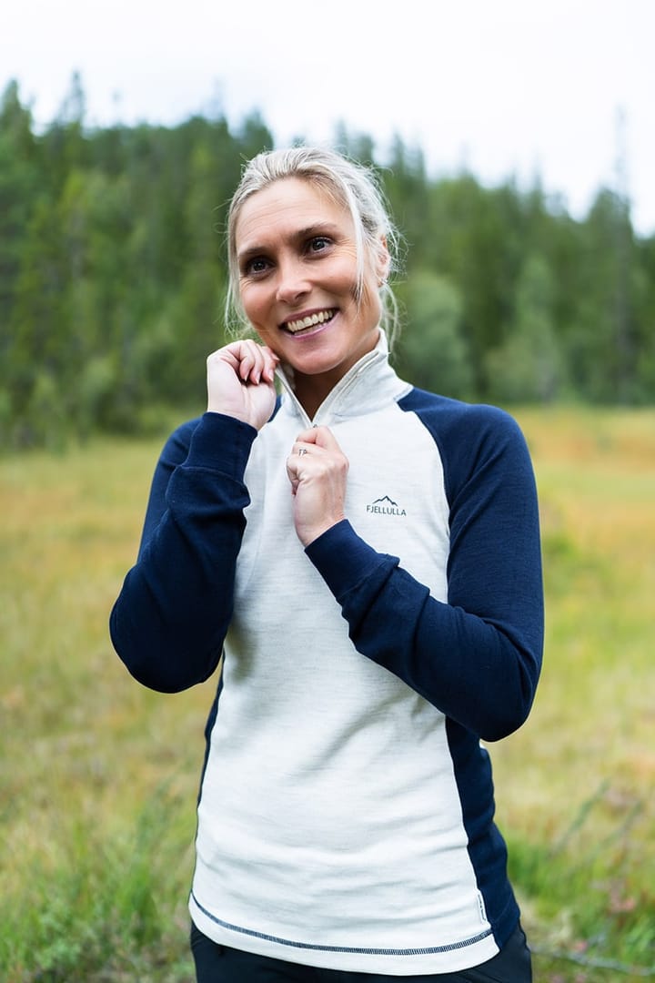 Fjellulla Women'S Half Zip Light Grey/deep Blue Fjellulla Fjellulla Women'S Half Zip Light Grey/deep Blue Fjellulla
