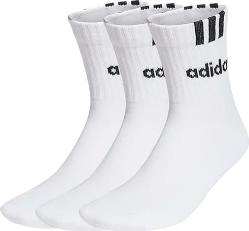 Adidas 3-Stripes Linear Half-Crew Cushioned Socks 3 Pairs White/black