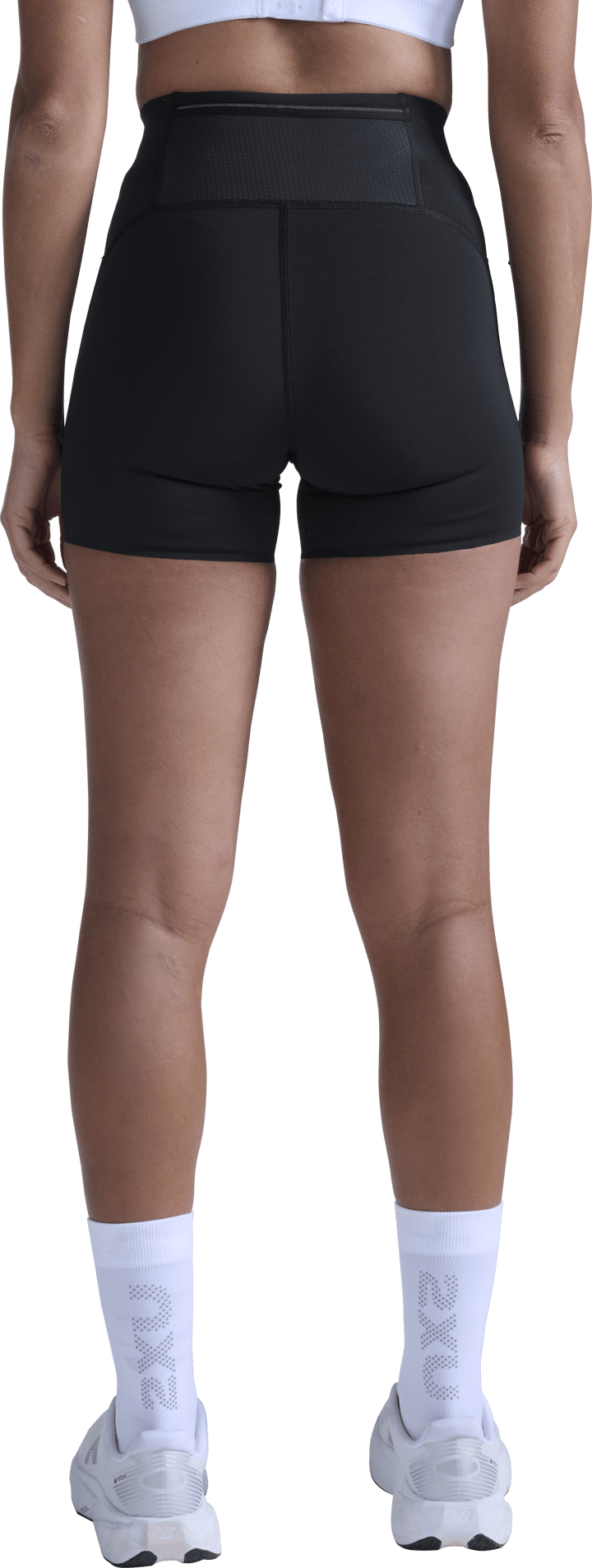 2XU Women's Aero Mesh Hi-Rise Compression 4 Inch Shorts Black/silver Reflective 2XU