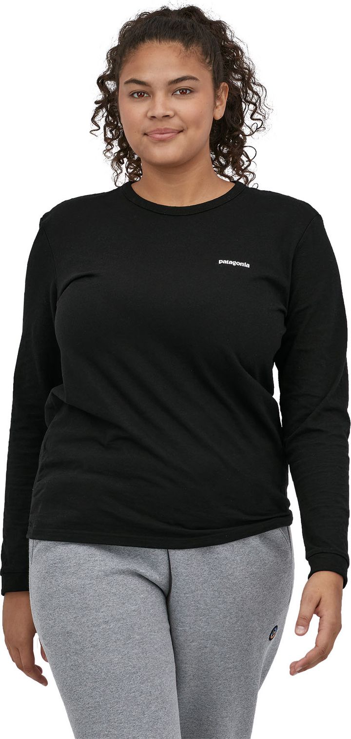 Patagonia Women's Long-Sleeved P-6 Logo Responsibili-Tee Black Patagonia