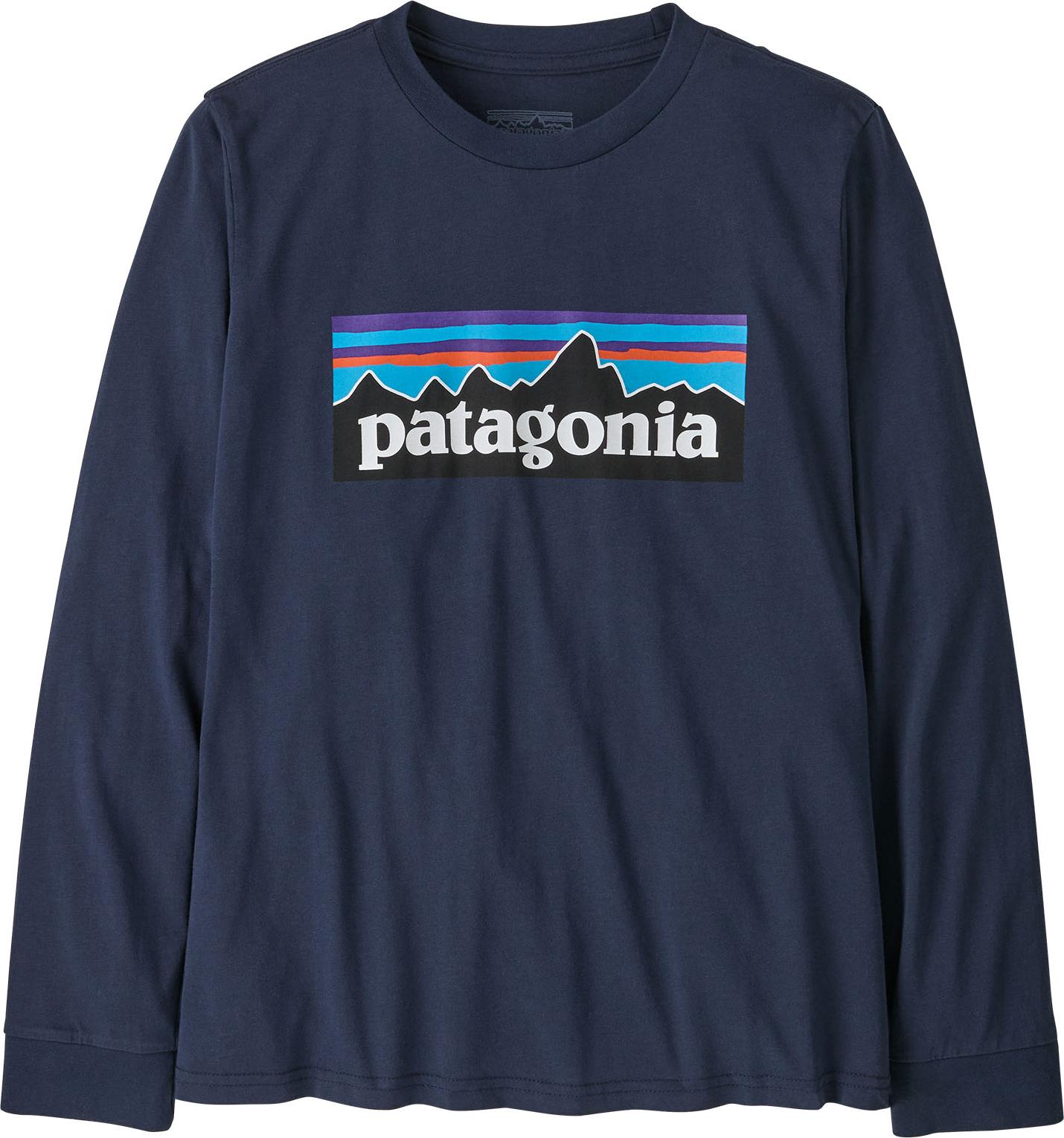 Patagonia Kids' Long-Sleeved P-6 Logo T-Shirt New Navy