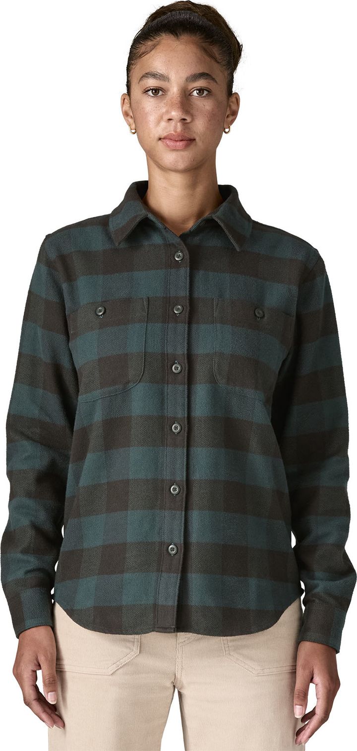 Patagonia Women's Fjord Flannel Shirt Buffalo Check: Old Growth Green Patagonia