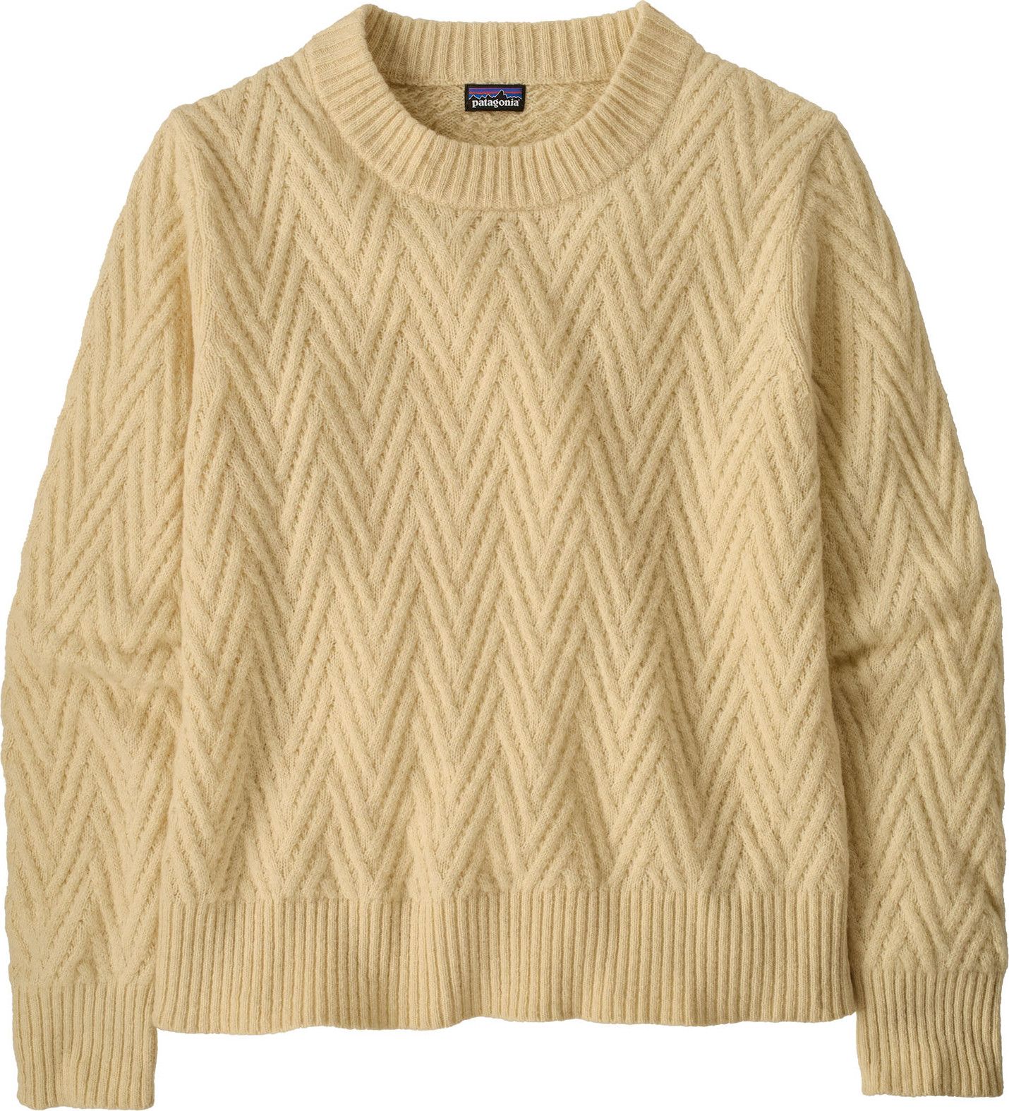 Patagonia Women's Recycled Wool-Blend Crewneck Sweater Chevron Cable: Dark Natural
