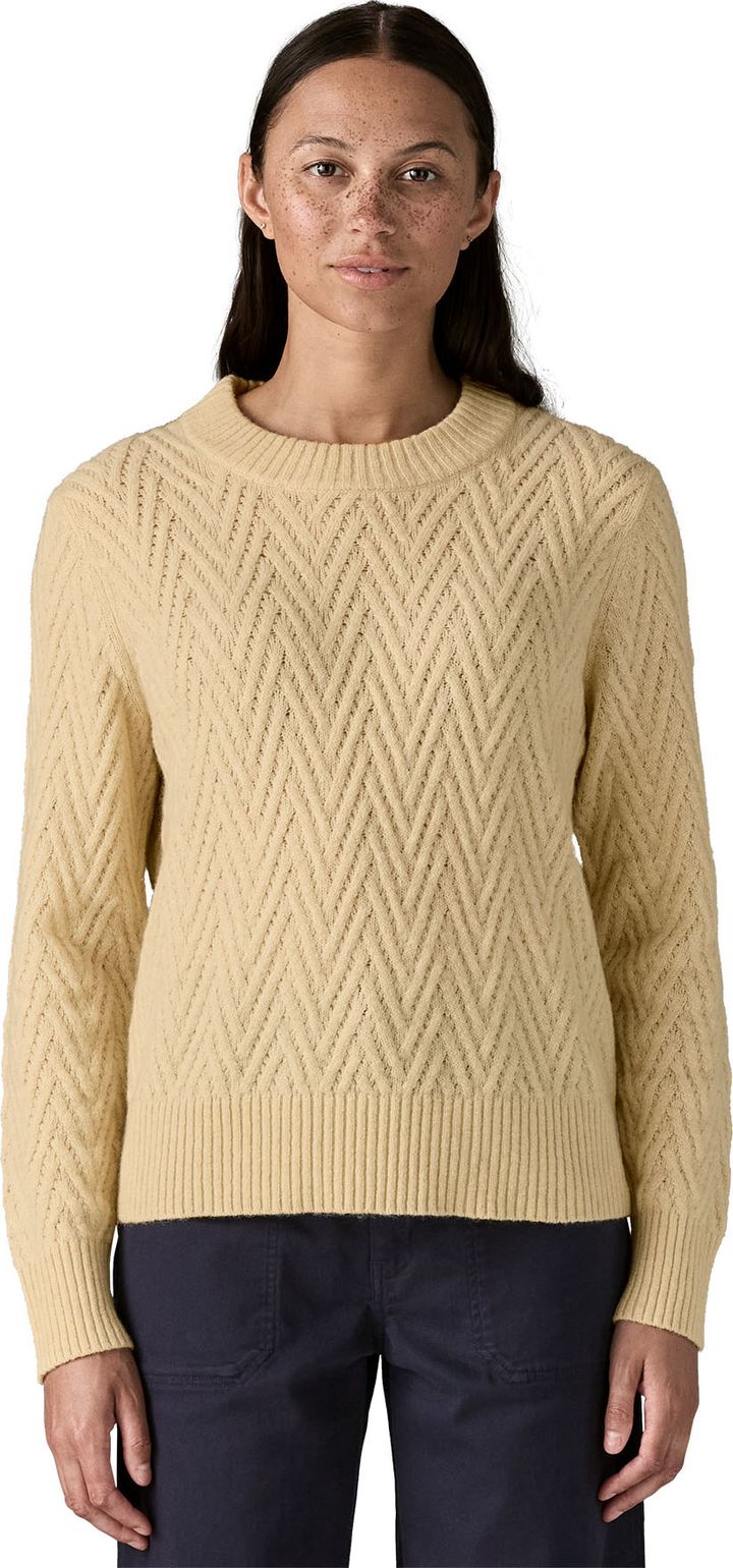 Patagonia Women's Recycled Wool-Blend Crewneck Sweater Chevron Cable: Dark Natural Patagonia