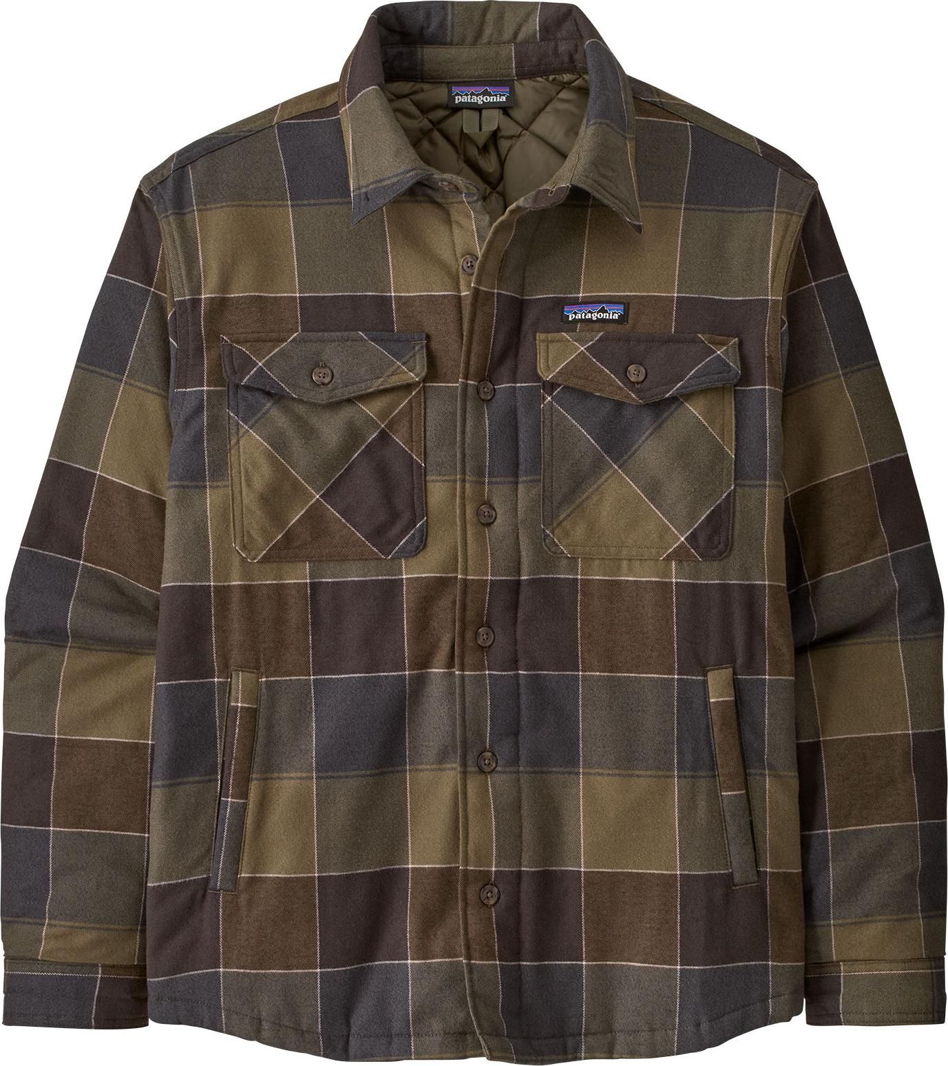 Patagonia Men's Lightweight Insulated Fjord Flannel Shirt Snow Owl: Basin Green